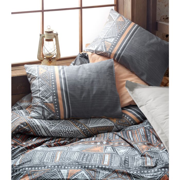 Cottonbox Ethnic ranforce çift kişilik nevresim takımı adiel gri
