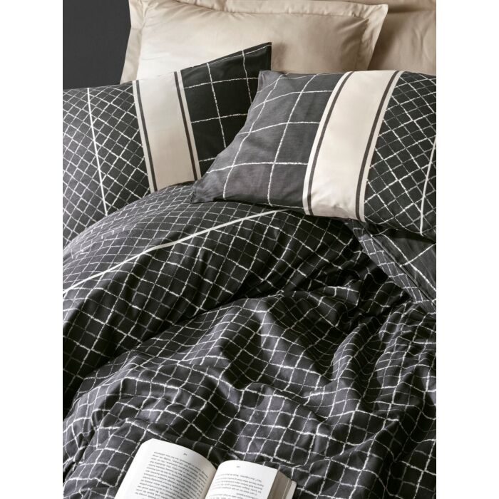 Cottonbox Dark ranforce çift kişilik nevresim takımı antre bej