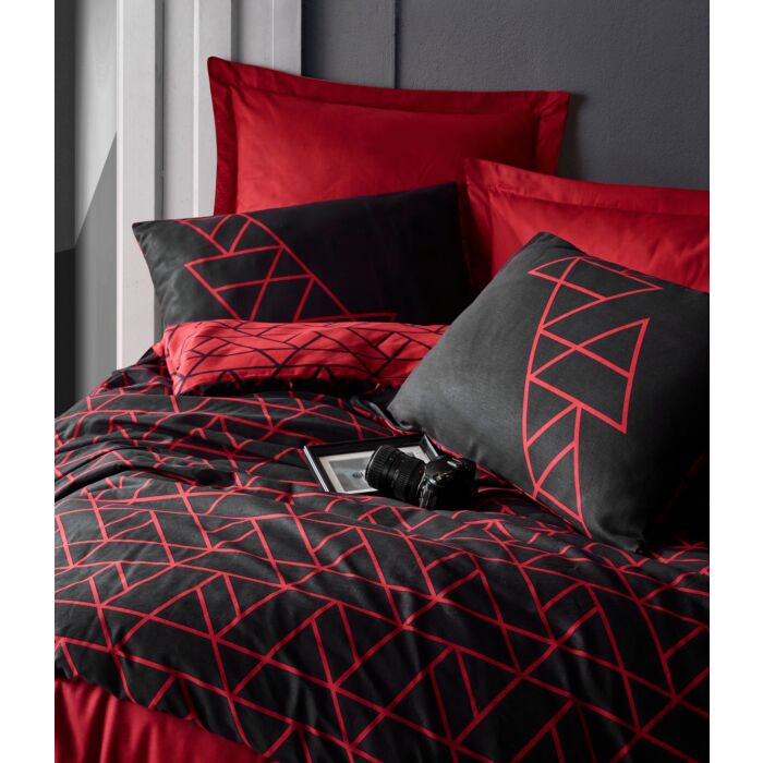 Cottonbox Dark ranforce çift kişilik nevresim takımı shadow bordo