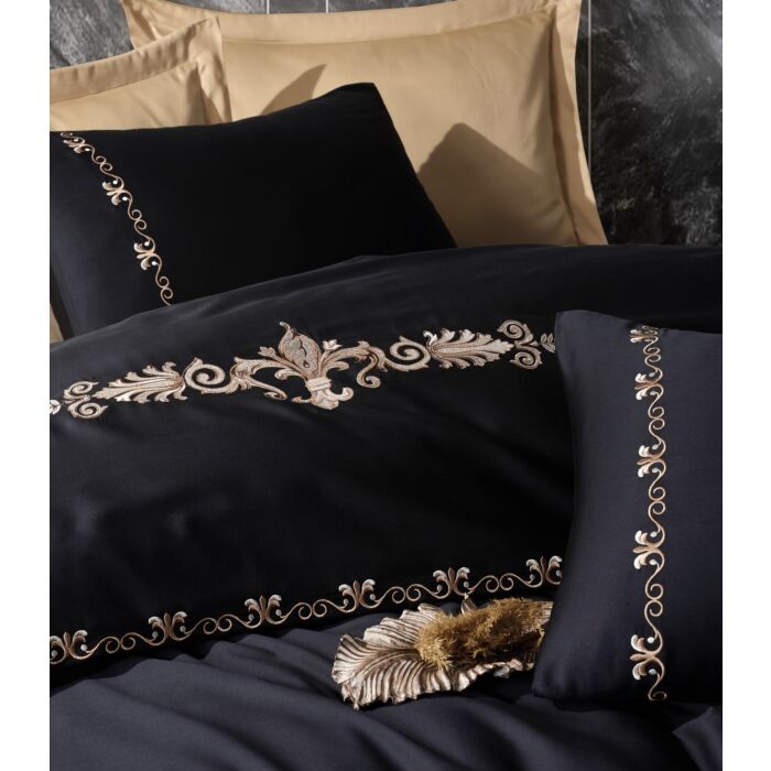 Cottonbox Brode nakisli saten çift kişilik nevresim takımı gloria gold