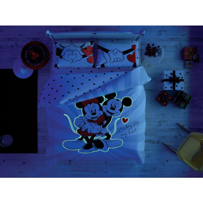 Taç Disney Home - Minnie & Mickey Mouse Glow ranforce çift kişilik nevresim takımı (lisansli)