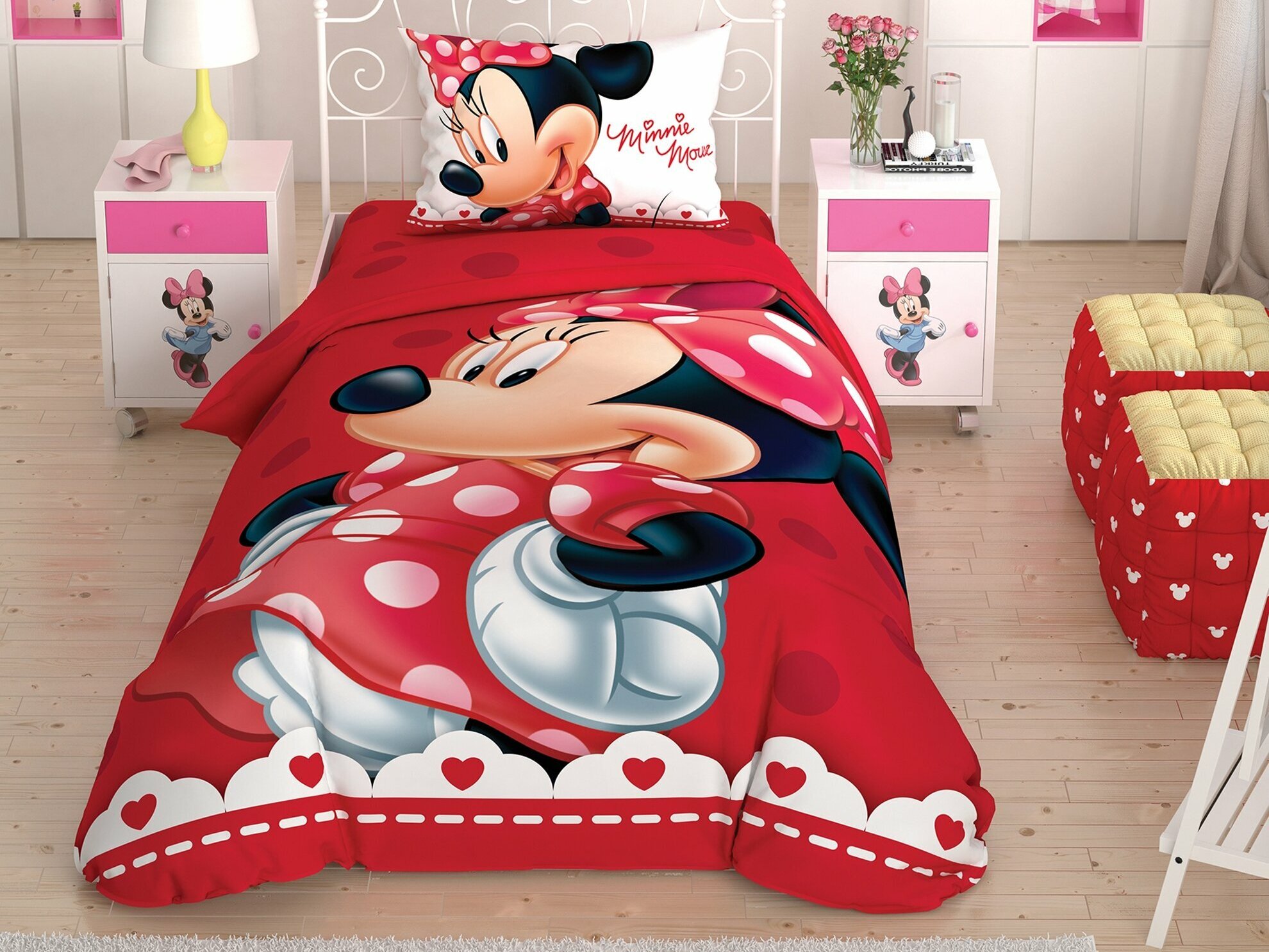 Taç Disney Home - Minnie Mouse Lovely Glitter BRF tek kişilik çocuk nevresim takımı (lisansli)
