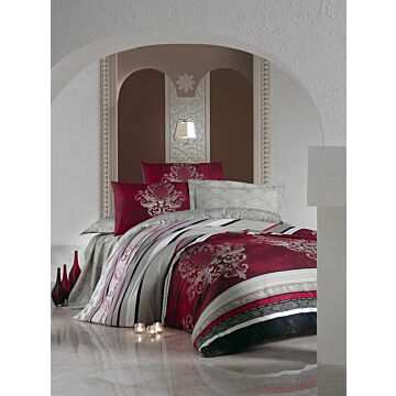 Cottonbox saten çift kişilik nevresim takımı azra bordo