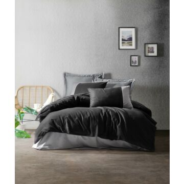 Cottonbox Plain ranforce çift kişilik nevresim takımı siyah/gri