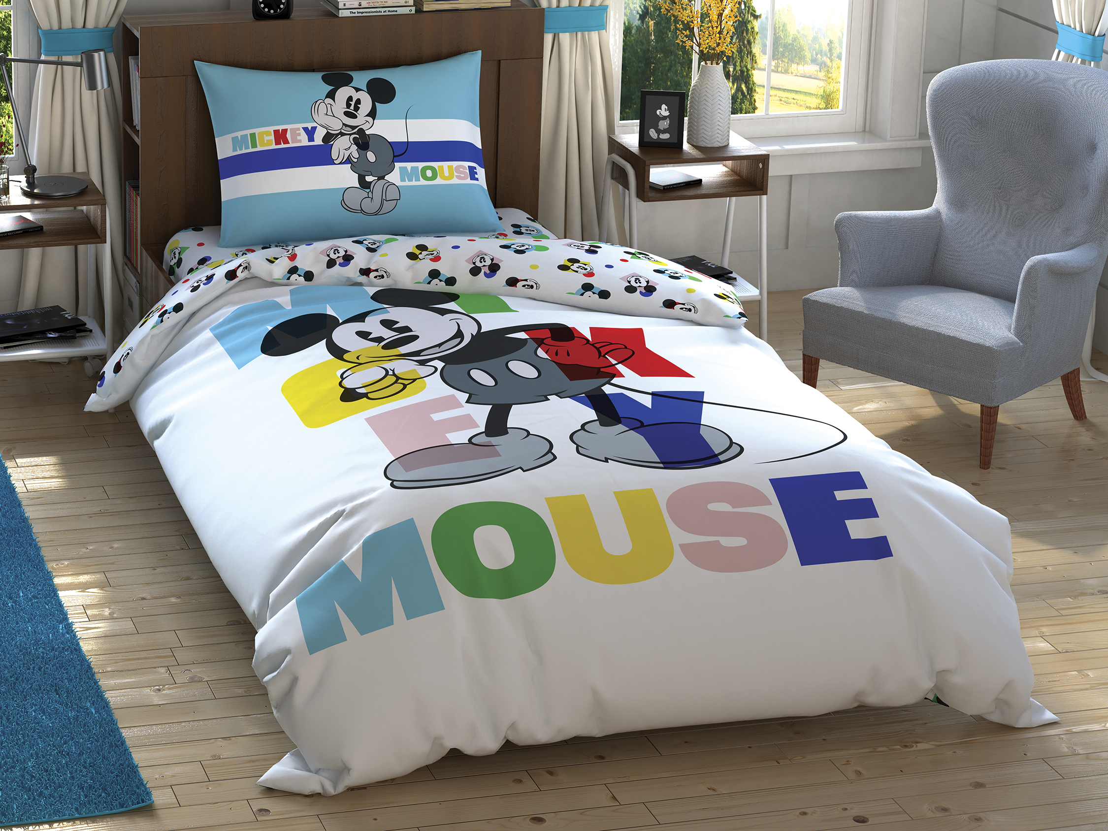 Taç Disney Home - Mickey Mouse Colour Face BRF tek kişilik çocuk nevresim takımı (lisansli)